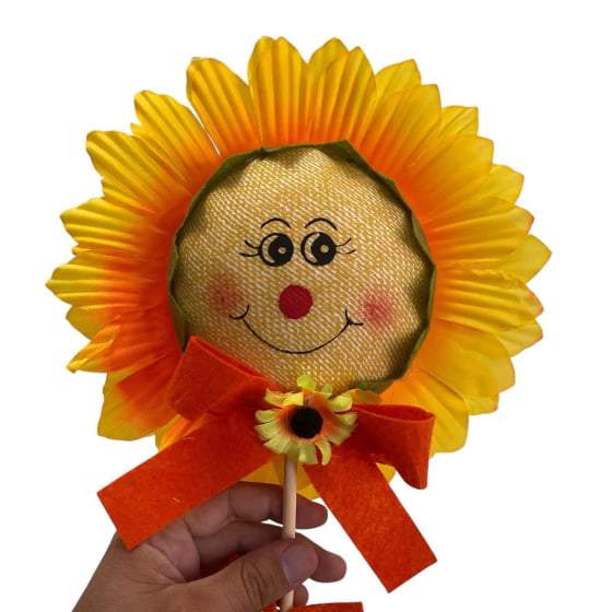 Palito Rosto Girassol Junino 58 cm