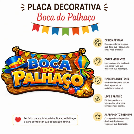 Plaquinha Decorativa Boca do Palhaço - Unidade