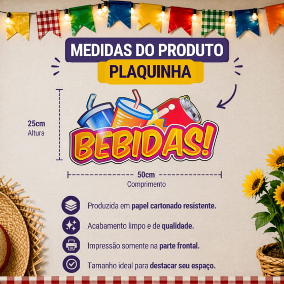 Plaquinha Decorativa Escrito Bebidas