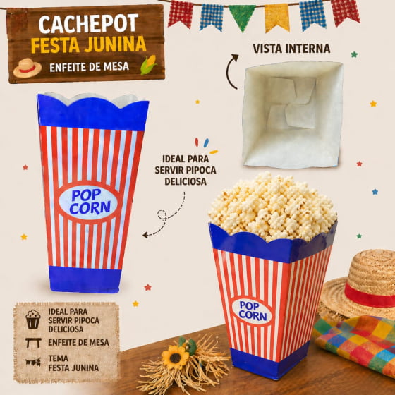 Cachepot Pipoca Popcorn Azul - 10 unidades
