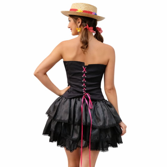 Corset Corpete Preto com Lacinhos Menina Junina Acessório Festa Junina
