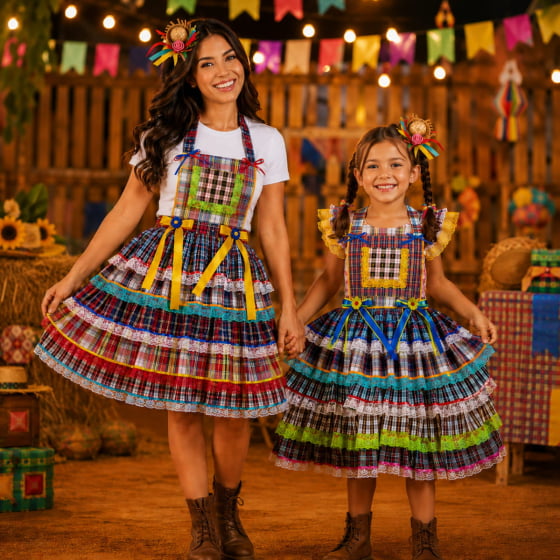 Avental Festa Junina Adulto Xadrez Luxo