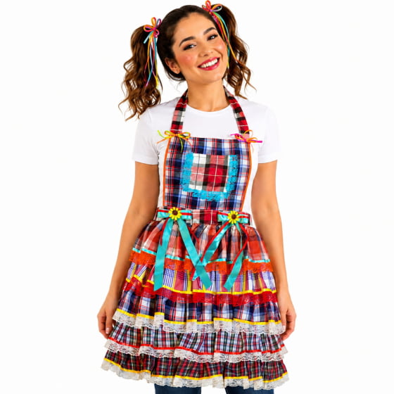Avental Festa Junina Adulto Xadrez Luxo