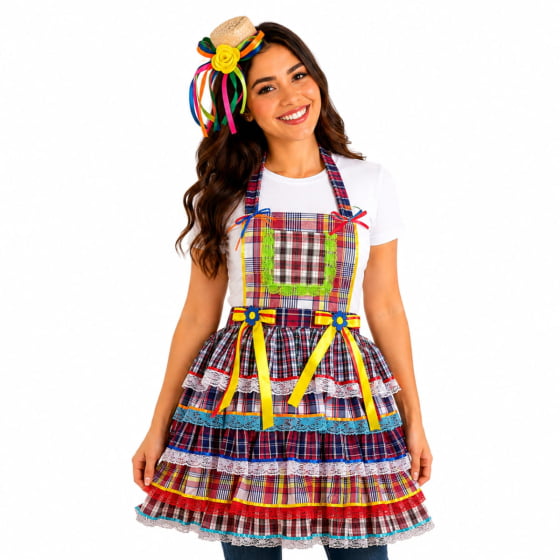 Avental Festa Junina Adulto Xadrez Luxo