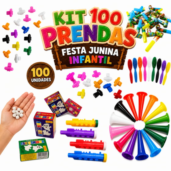 Kit 100 Prendas Mini Brinquedos Para Festa Junina Infantil Kit 100 Prendas Mini Brinquedos Para Festa Junina Infantil