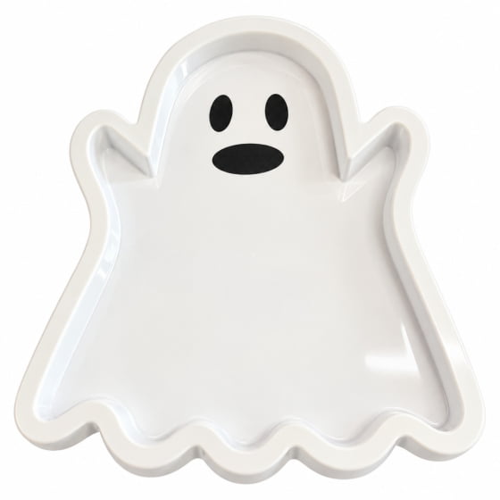 Bandeja Decorativa Fantasminha 23 cm Branca Decoração de Halloween