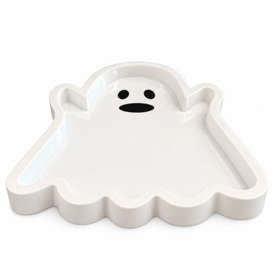 Bandeja Decorativa Fantasminha 23 cm Branca Decoração de Halloween