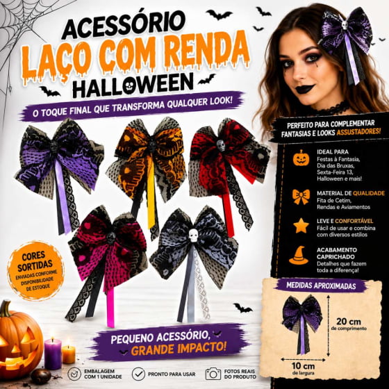 Laço Acessório de Cabeça com Renda Fantasia Halloween Cosplay Laço Acessório de Cabeça com Renda Fantasia Halloween Cosplay