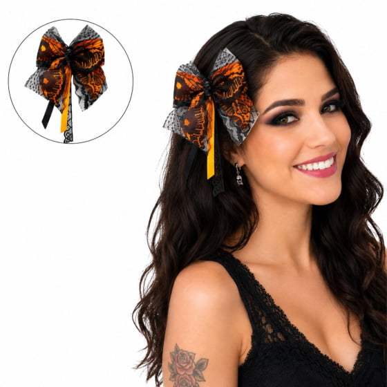 Laço Acessório de Cabeça com Renda Fantasia Halloween Cosplay