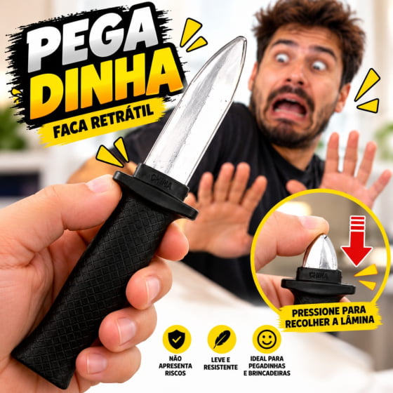 Brinquedo Punhal Faca Canivete Fake de Plástico Retrátil