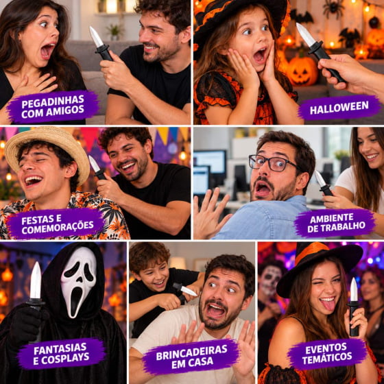 Brinquedo Punhal Faca Canivete Fake de Plástico Retrátil