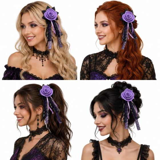 Broche Tic Tac Com Presilha Fitas Flor Fantasia Halloween