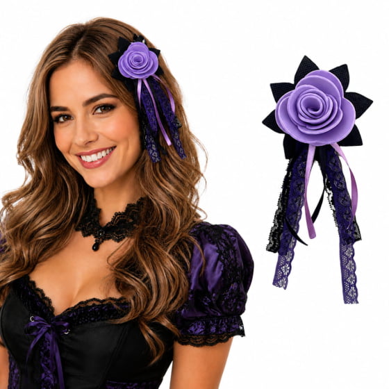 Broche Tic Tac Com Presilha Fitas Flor Fantasia Halloween