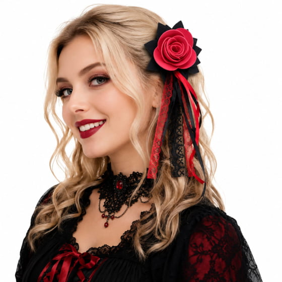 Broche Tic Tac Com Presilha Fitas Flor Fantasia Halloween
