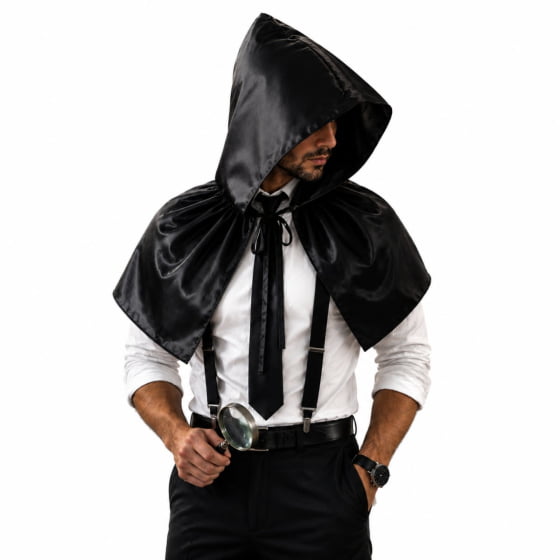 Capa Curta Preta com Capuz para Fantasia e Cosplay