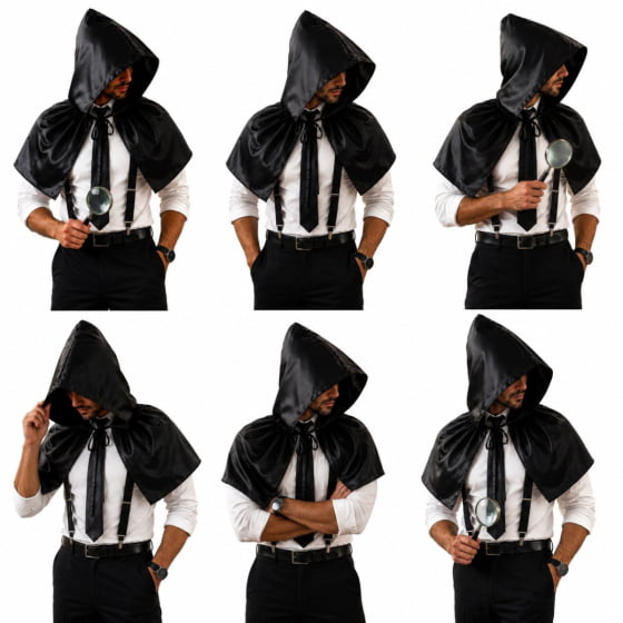 Capa Curta Preta com Capuz para Fantasia e Cosplay