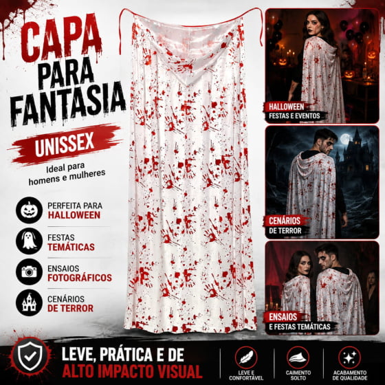 Capa Sangrenta Acessório Fantasia Halloween