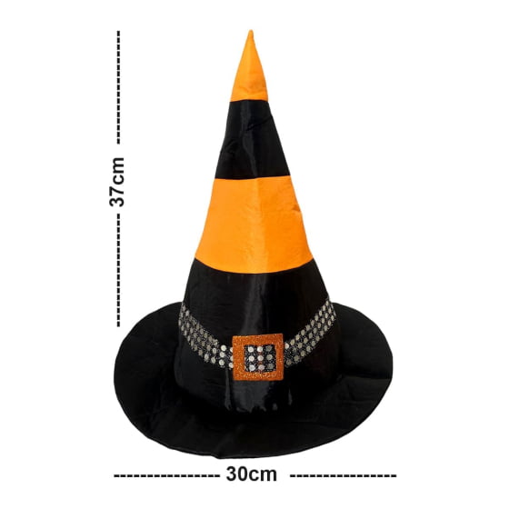 Chapéu de Bruxa Bicolor com Fivela Acessório Halloween