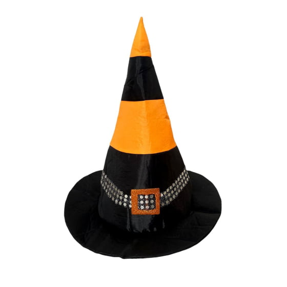 Chapéu de Bruxa Bicolor com Fivela Acessório Halloween