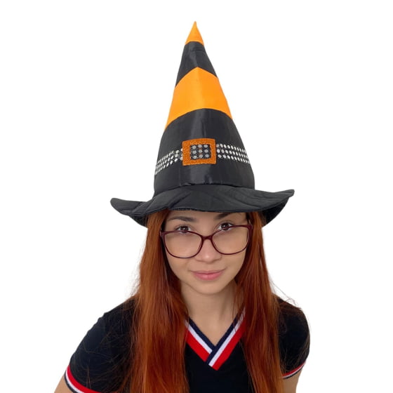 Chapéu de Bruxa Bicolor com Fivela Acessório Halloween