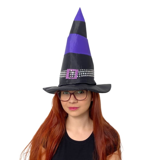 Chapéu de Bruxa Bicolor com Fivela Acessório Halloween