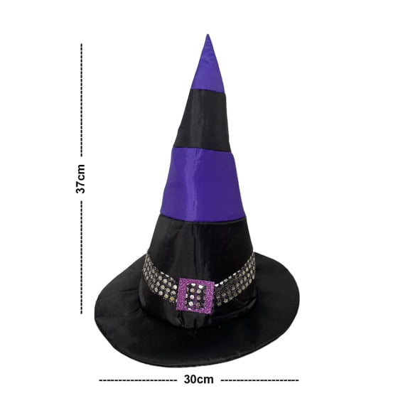 Chapéu de Bruxa Bicolor com Fivela Acessório Halloween