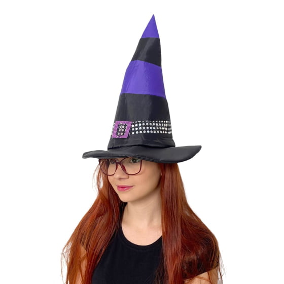 Chapéu de Bruxa Bicolor com Fivela Acessório Halloween