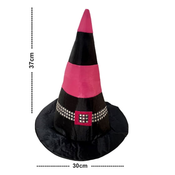 Chapéu de Bruxa Bicolor com Fivela Acessório Halloween