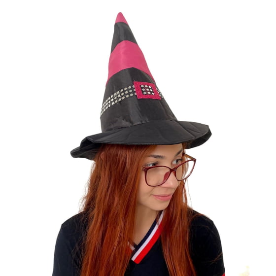 Chapéu de Bruxa Bicolor com Fivela Acessório Halloween