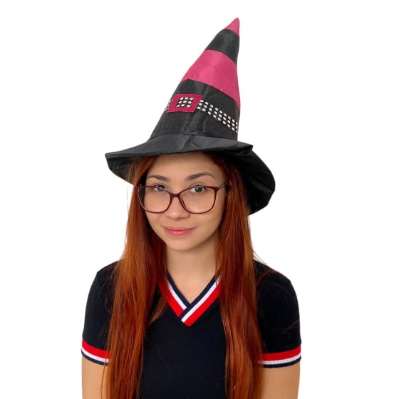 Chapéu de Bruxa Bicolor com Fivela Acessório Halloween