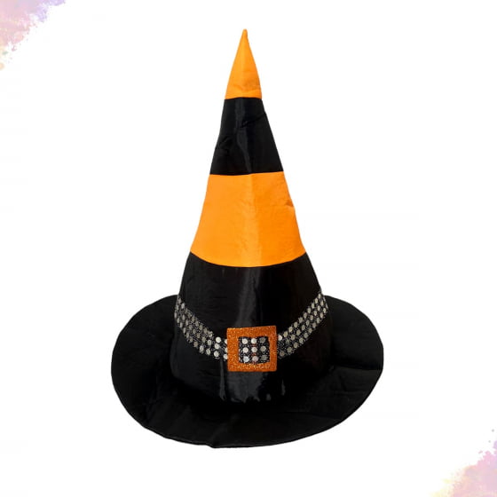 Chapéu de Bruxa Bicolor com Fivela Escolha a Cor