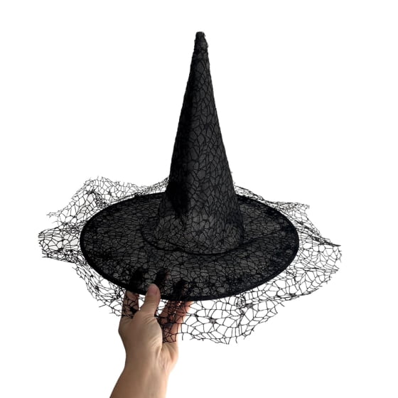 Chapéu de Bruxa com Teia de Aranha Halloween