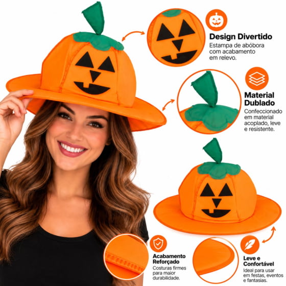 Chapéu Divertido Acessório Abóbora Halloween