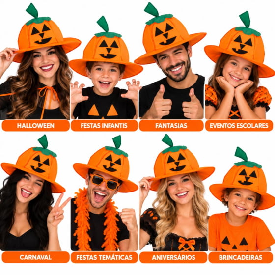 Chapéu Divertido Acessório Abóbora Halloween