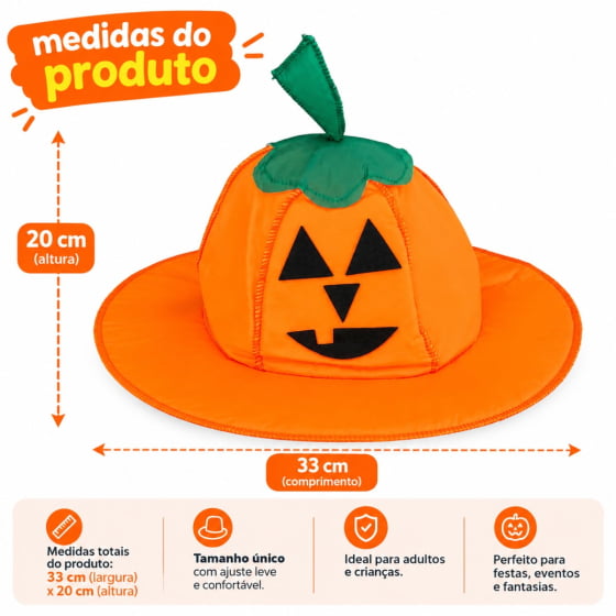 Chapéu Divertido Acessório Abóbora Halloween