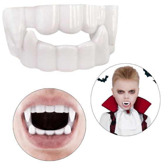 Dentadura Plástica de Vampiro Acessório Halloween