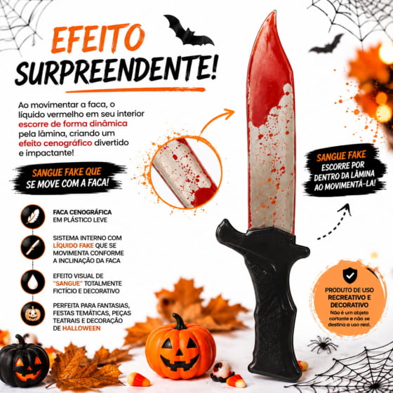 Faca Fake de Plástico com Sangue