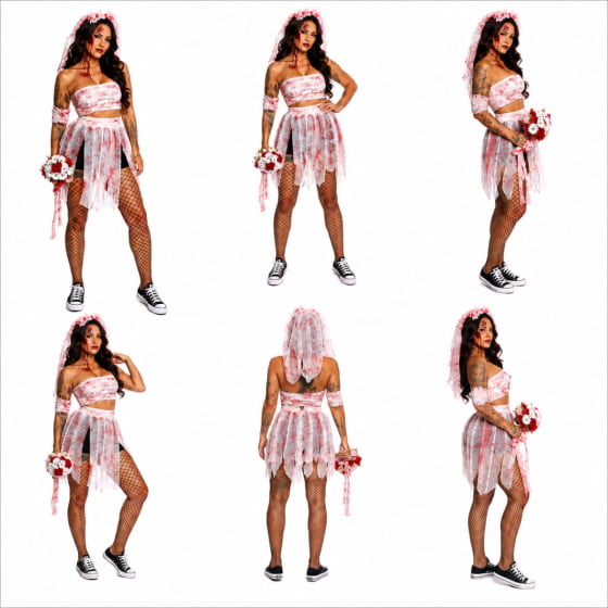 Kit Fantasia Múmia Sangrenta Halloween Cosplay