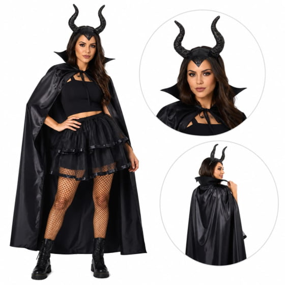 Kit Malévola Bruxa Malvada Fantasia para Halloween