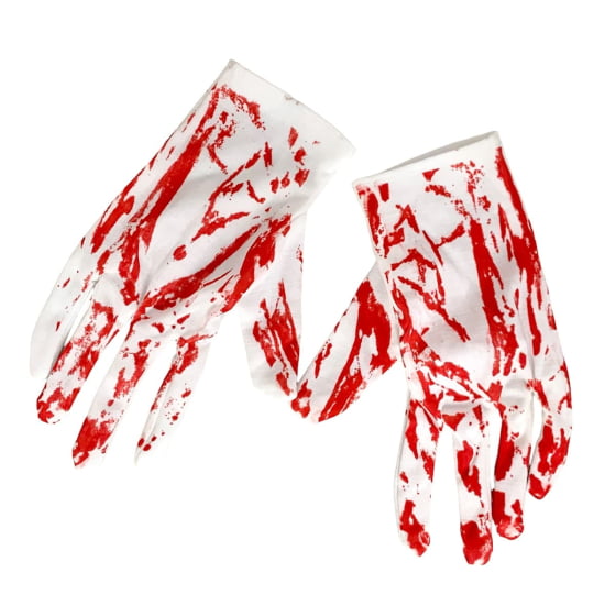 Kit Suspensório Sangrento com Luvas e Óculos para Halloween