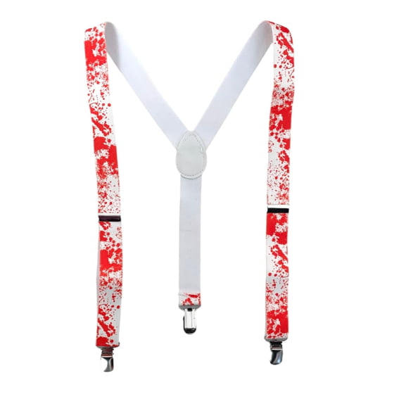 Kit Suspensório Sangrento com Luvas e Óculos para Halloween