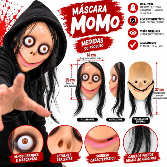 Máscara de Plástico Assustadora Momo Halloween