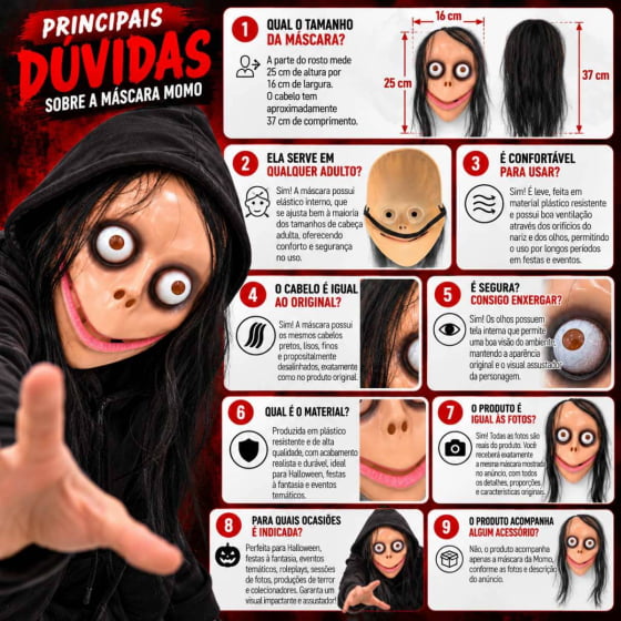 Máscara de Plástico Assustadora Momo Halloween