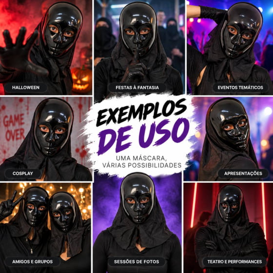 Máscara Misteriosa Alienígena com Capuz Halloween Cosplay Máscara Misteriosa Alienígena com Capuz Halloween Cosplay