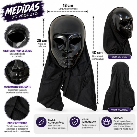 Máscara Misteriosa Alienígena com Capuz para Halloween