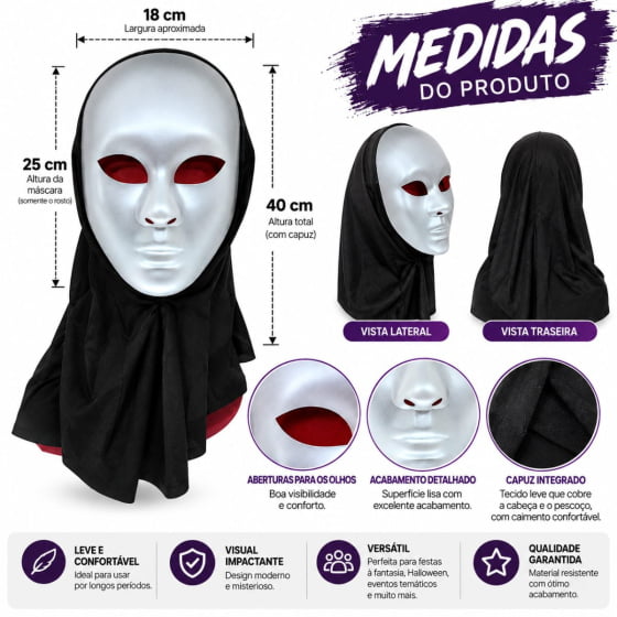 Máscara Misteriosa Alienígena com Capuz para Halloween