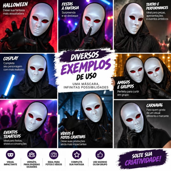 Máscara Misteriosa Alienígena com Capuz para Halloween