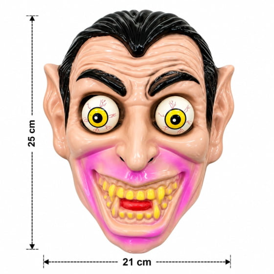 Máscara Drácula Vampiro com Olhos Esbugalhados Halloween