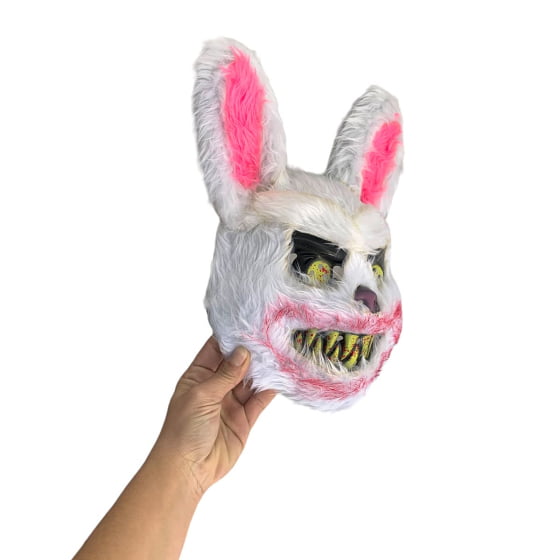 Máscara Peluciada Coelho Ensanguentado Terror Halloween