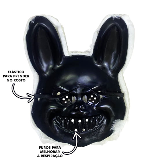 Máscara Peluciada Coelho Ensanguentado Terror Halloween